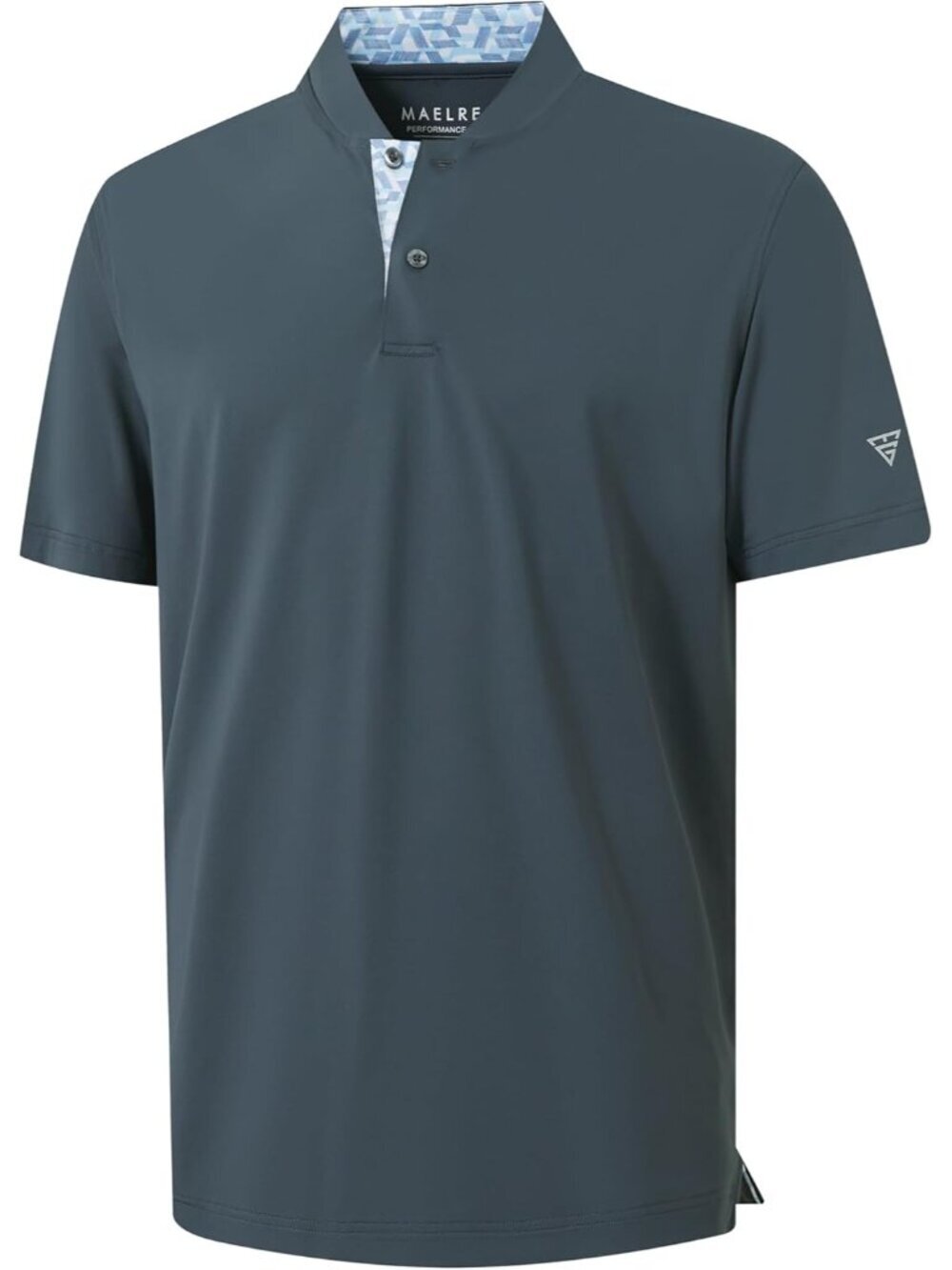 Men Dark Grey Collarless Golf Shirt Dry Fit Moisture Wicking Henley Tee
